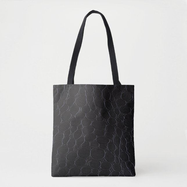 Bolsa Tote Impressão cobra de couro preto   (Frente)