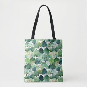 Bolsa Tote impressão da árvore de aquarelas
