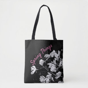 Bolsa Tote Impressão da Magnolia Negra