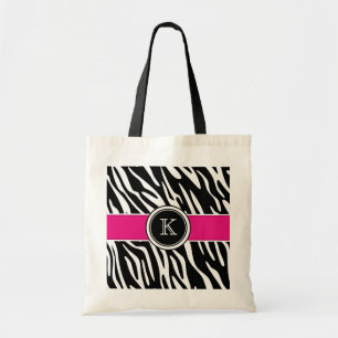 Bolsa Tote Impressão da zebra do monograma com sacola
