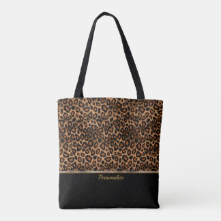 Bolsa Tote Impressão de Animais Castanhos Leopardo