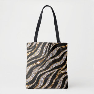 Bolsa Tote Impressão de Animal Cristal Zebra Luxo