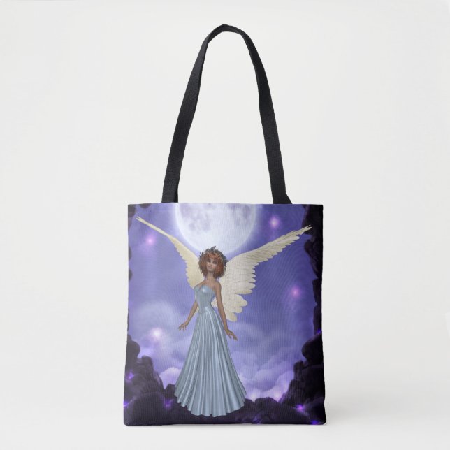Bolsa Tote Impressão de Anjo Azul por toda a mala (Frente)