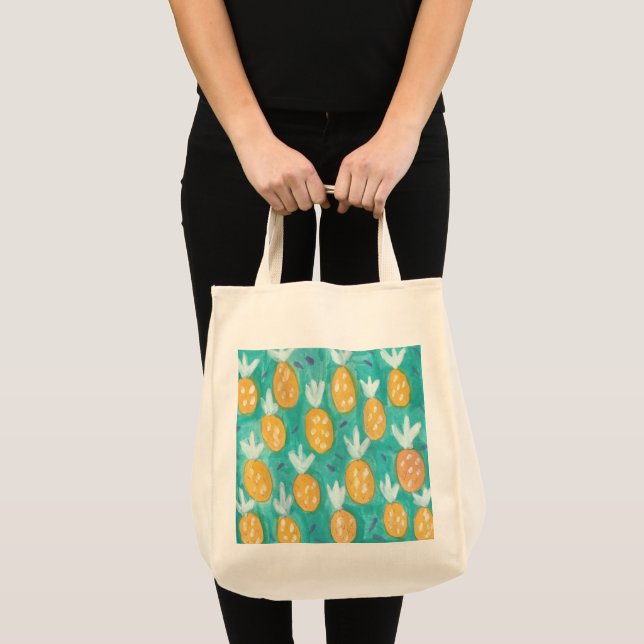 Bolsa Tote Impressão de Aquarela de Abacaxi (Frente (produto))