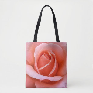 Bolsa Tote Impressão de Arte Botânica Rosa Romântica
