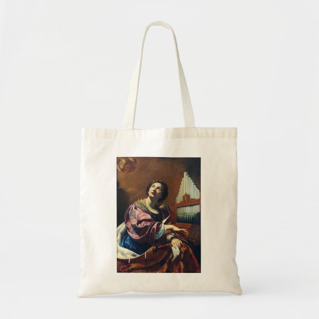 Bolsa Tote Impressão de Arte "Concerto Celestial" Saint Cecil (Frente)
