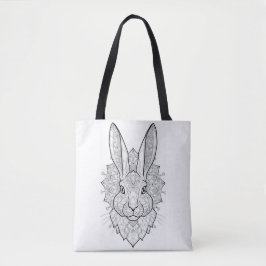 Bolsa Tote Impressão de Arte Geométrica da Lebre de Cristal |