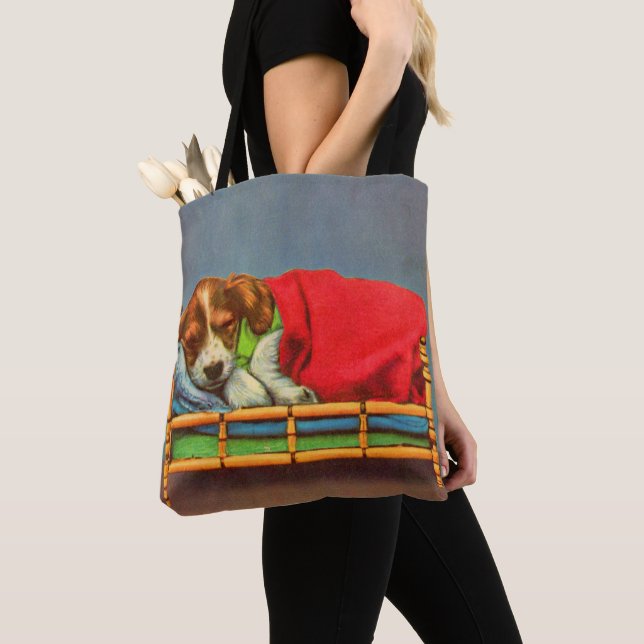Bolsa Tote impressão de cachorrinho adormecido (Close Up)
