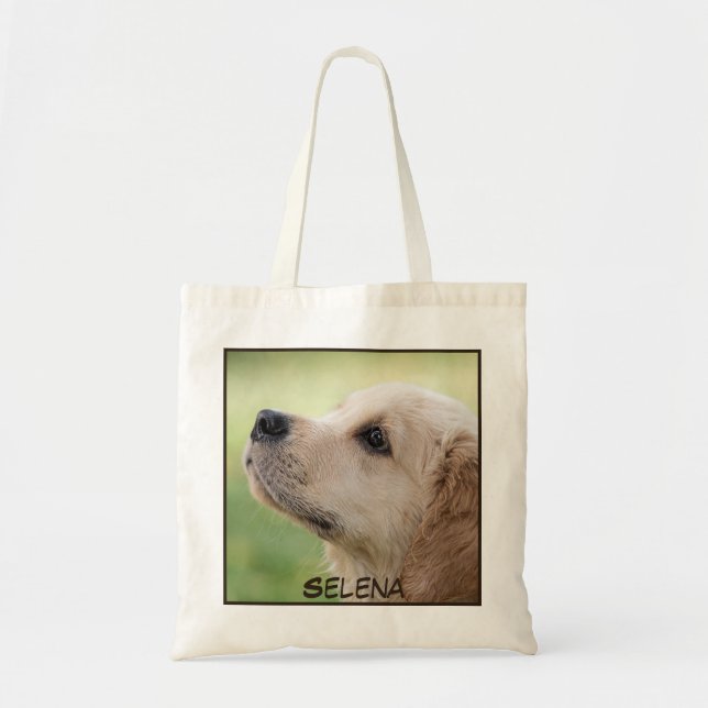 Bolsa Tote Impressão de Cachorro de Fechamento Adorável (Frente)