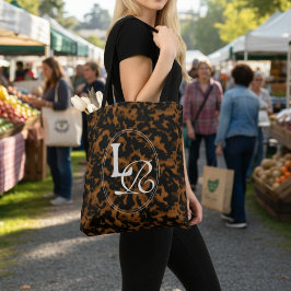 Bolsa Tote Impressão de Casco de Tartaruga com Monograma Mode