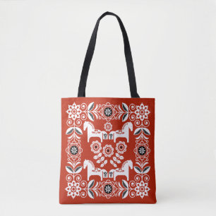 Bolsa Tote Impressão de Cavalo Sueco Dala Verde