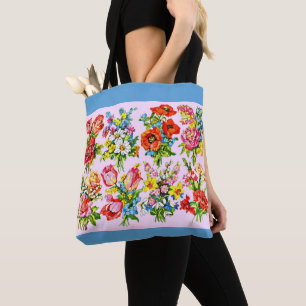 Bolsa Tote impressão de coleção de flores florais épicas