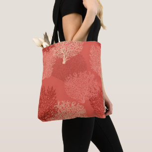 Bolsa Tote Impressão de Coral do Ventilador, Sombras de Lara