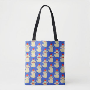 Bolsa Tote Impressão de dois lados de gato de Natal bonito