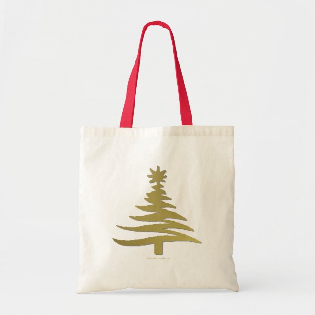 Bolsa Tote Impressão de Estêncil de Árvore de Natal Moderno D (Frente)
