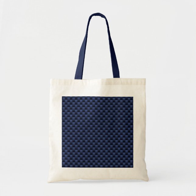 Bolsa Tote Impressão de Estilo de Fibra Azul de Carbono Real (Frente)