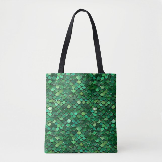 Bolsa Tote Impressão de floco verde (Frente)