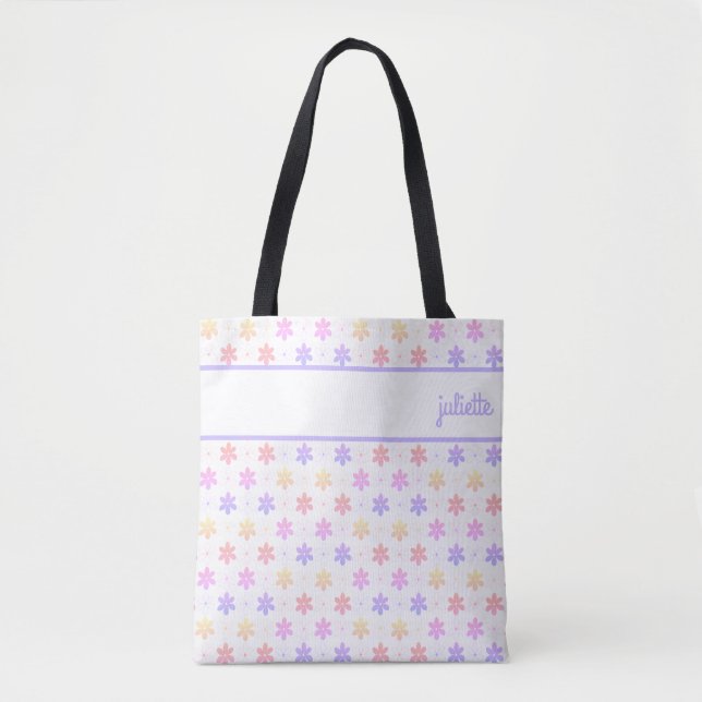 Bolsa Tote Impressão DE FLORES PEQUENAS BONITO DE PELES (Frente)