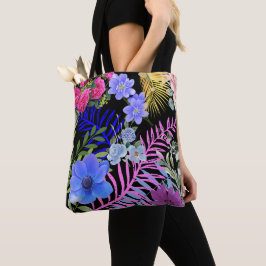 Bolsa Tote Impressão de Folhagem Botânica Fern Retro Floral C