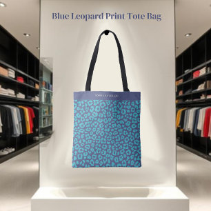 Bolsa Tote Impressão de Leopardo Azul