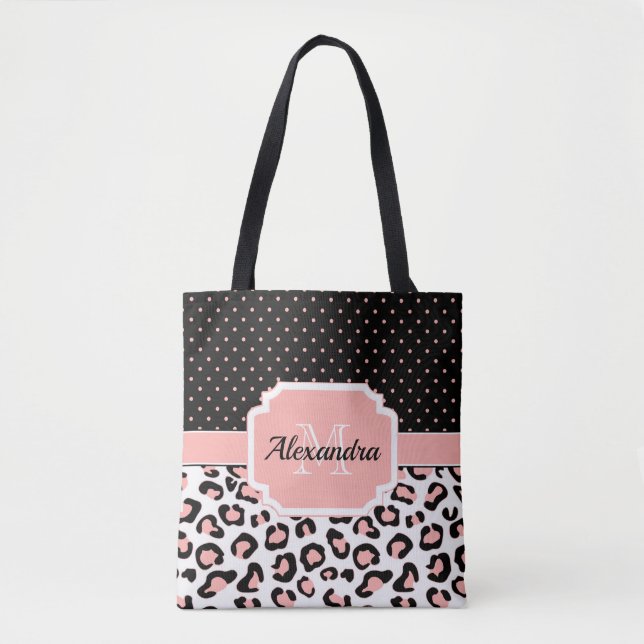 Bolsa Tote Impressão de Leopardo Bonito (Frente)