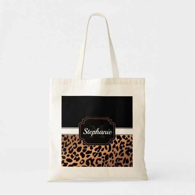 Bolsa Tote Impressão de Leopardo Bonito (Frente)