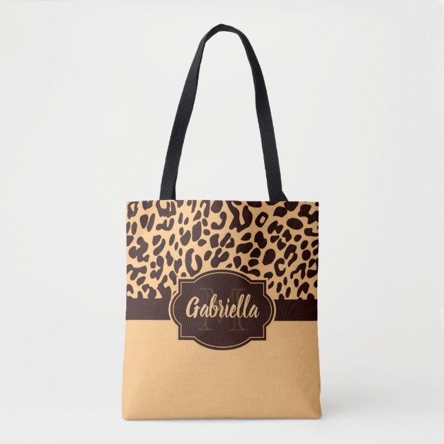 Bolsa Tote Impressão de Leopardo Bonito (Frente)