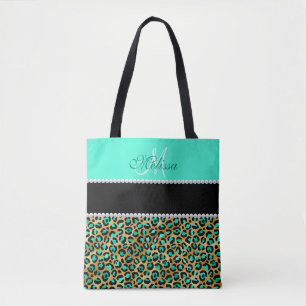 Bolsa Tote Impressão De Leopardo Verde E Preto Da Casa Da Moe