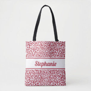 Bolsa Tote Impressão de Leopardo Vermelho e Branco Trendy com
