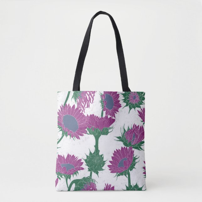 Bolsa Tote Impressão de madeira Rosa de girassol (Frente)