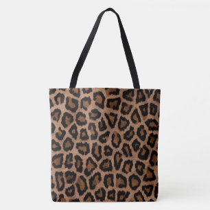 Bolsa Tote Impressão de mancha-leopardo preto e castanho