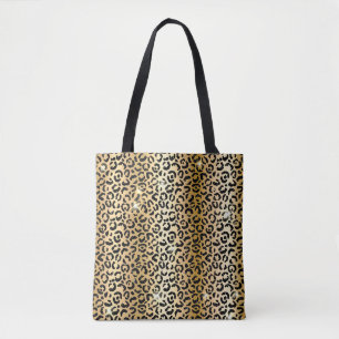 Bolsa Tote Impressão de manchas de leopardo Glamour com brilh