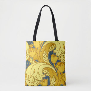 Bolsa Tote Impressão de padrão de Tulipa: Arte Nova Amarela A
