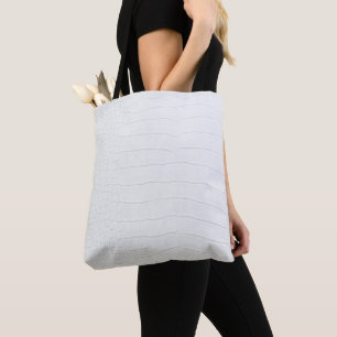 Bolsa Tote Impressão de Pele de Crocodilo Branco