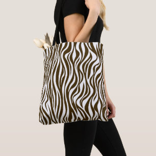 Bolsa Tote Impressão de Pele de Zebra Marrom