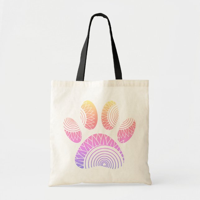 Bolsa Tote Impressão de Pista de Cachorro Padrão Floral (Frente)