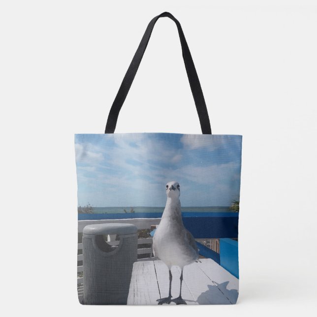 Bolsa Tote Impressão de Praia de Picada de Seagull (Frente)