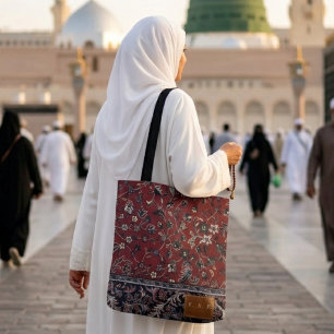 Bolsa Tote Impressão de Tapete Vintage Vermelho de Madinah