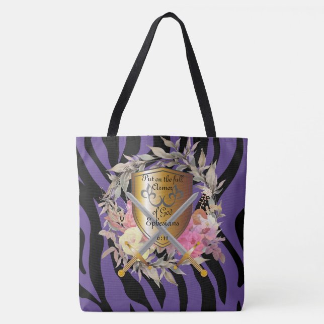 Bolsa Tote Impressão de Tigre Roxo de Plum (Frente)