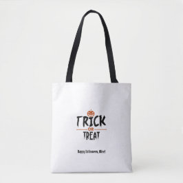 Bolsa Tote Impressão de Truque Ou Tratar De Halloween Branco