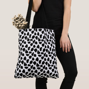 Bolsa Tote Impressão de Vaca Preto e Branco