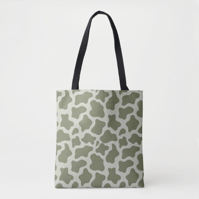 Bolsa Tote Impressão de Vaca Verde Sage (Frente)