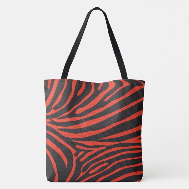 Bolsa Tote Impressão de Zebra Negra e Vermelha (Verso)