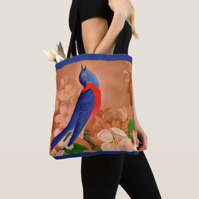 Bolsa Tote impressão do pássaro azul da felicidade (Close Up)