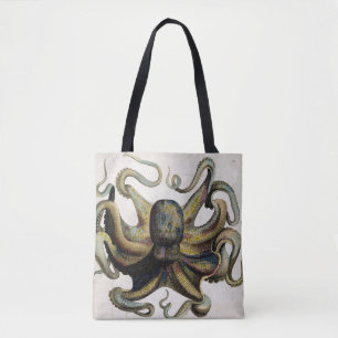 Bolsa Tote Impressão do polvo do vintage por todo o lado na