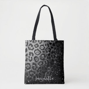 Bolsa Tote Impressão e brilho do leopardo preto