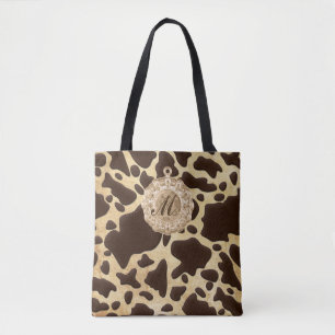 Bolsa Tote Impressão em animais castanho e Dourado - Caráte