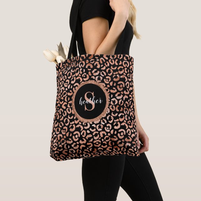 Bolsa Tote Impressão em Animais Leopardo Preto-Quic Monograma (Close Up)