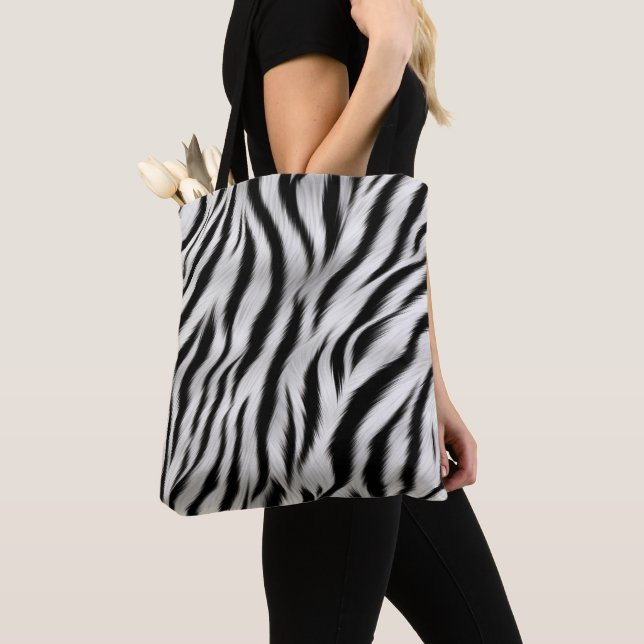 Bolsa Tote Impressão em Safari - Impressão em Zebra Branca Ne (Close Up)