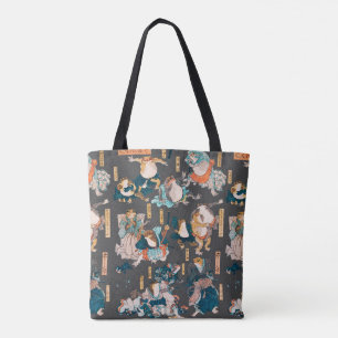 Bolsa Tote Impressão em xilogravura de sapo japonês Kuniyoshi